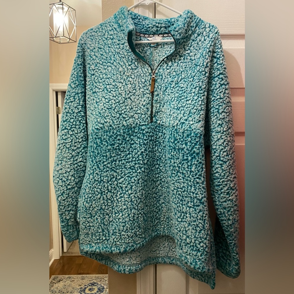 Time and Tru Teal Sherpa Pullover Hoodie - XL